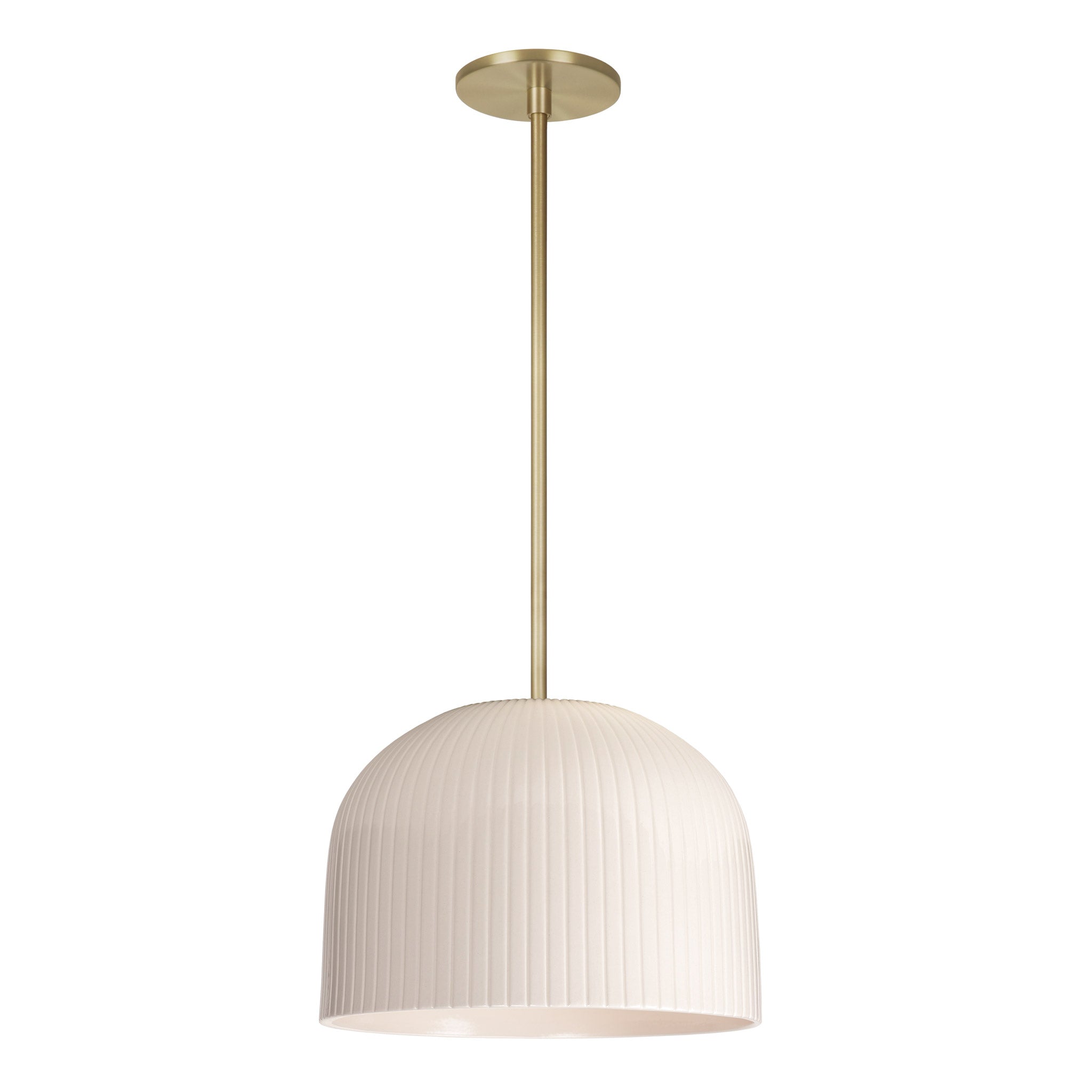 Morgan Pendant shown in Gloss White Glaze and Brass