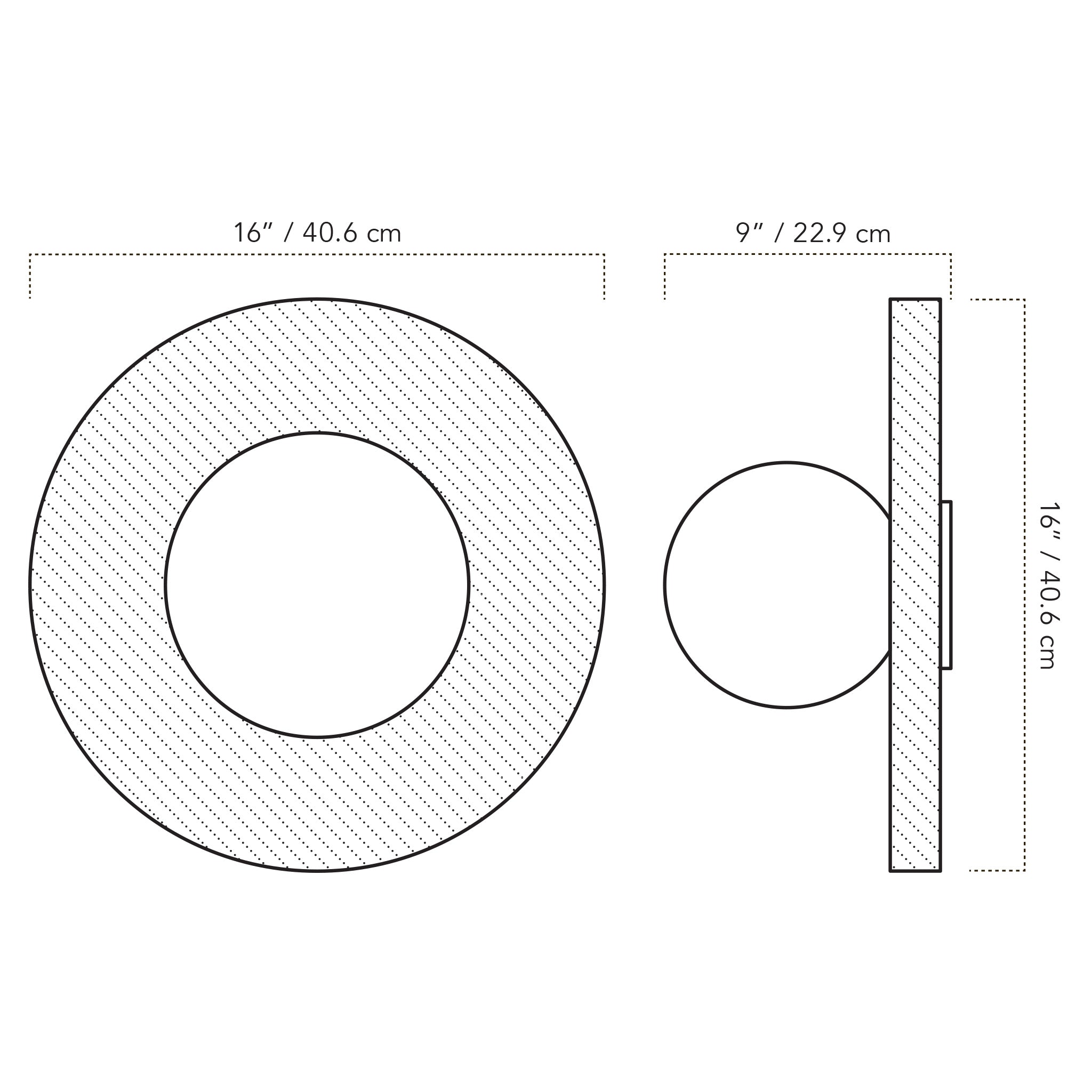 A Technical Drawing Of The Otti Light Fixture With 16" Canopy
