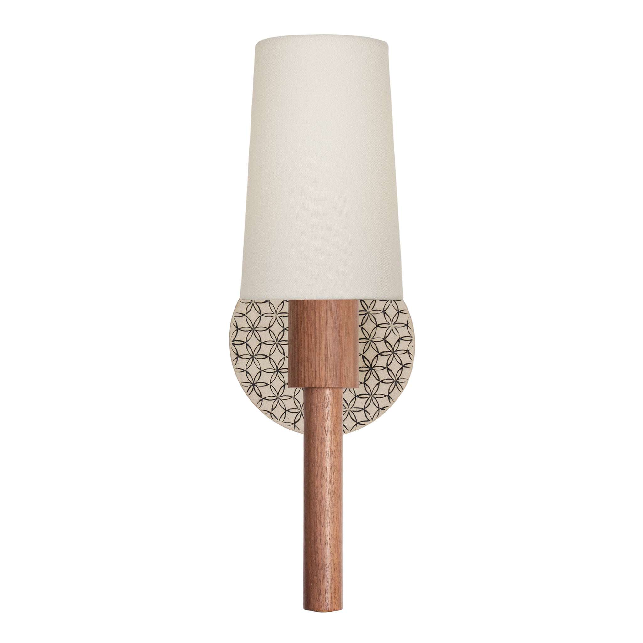 Parker Linen shown in Walnut with a Black and Cream Quilted Ceramic
