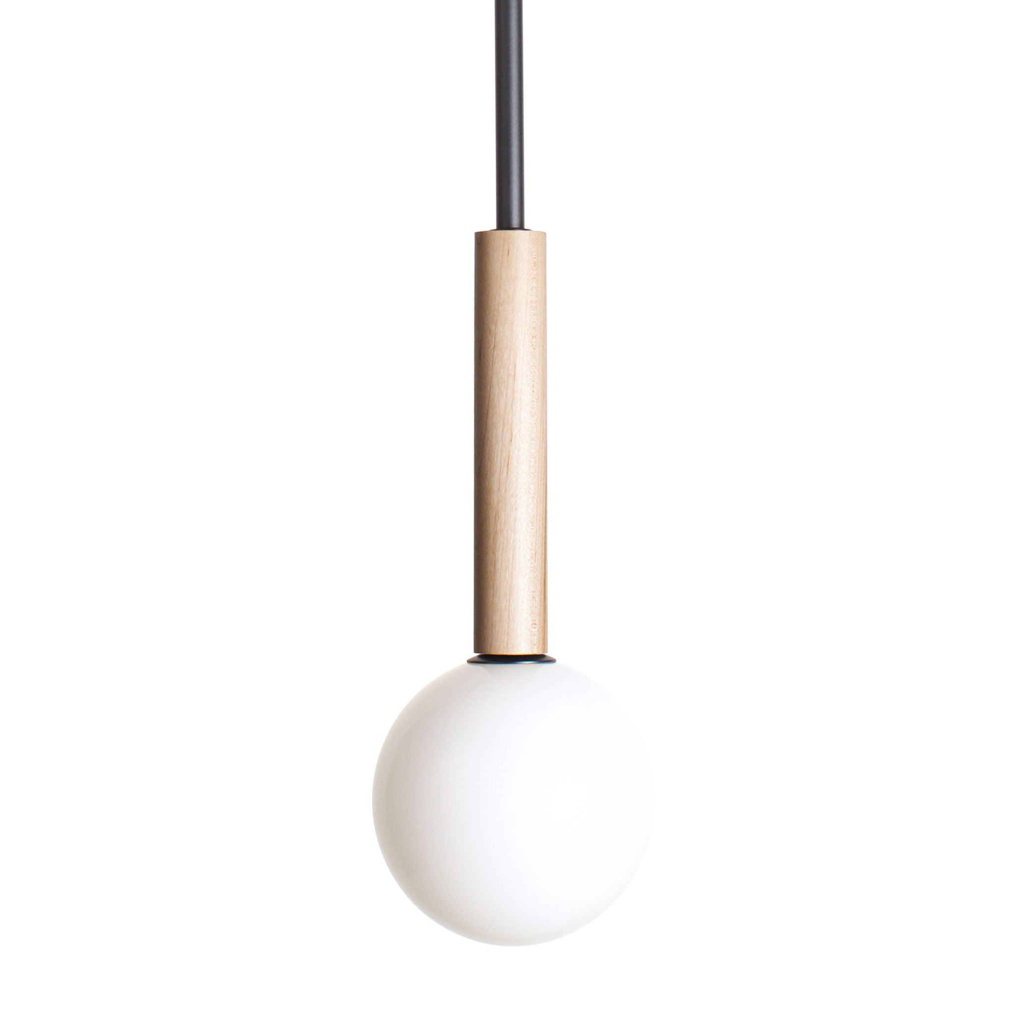 Parker Pendant for Vaulted Ceiling shown in Maple with Matte Black