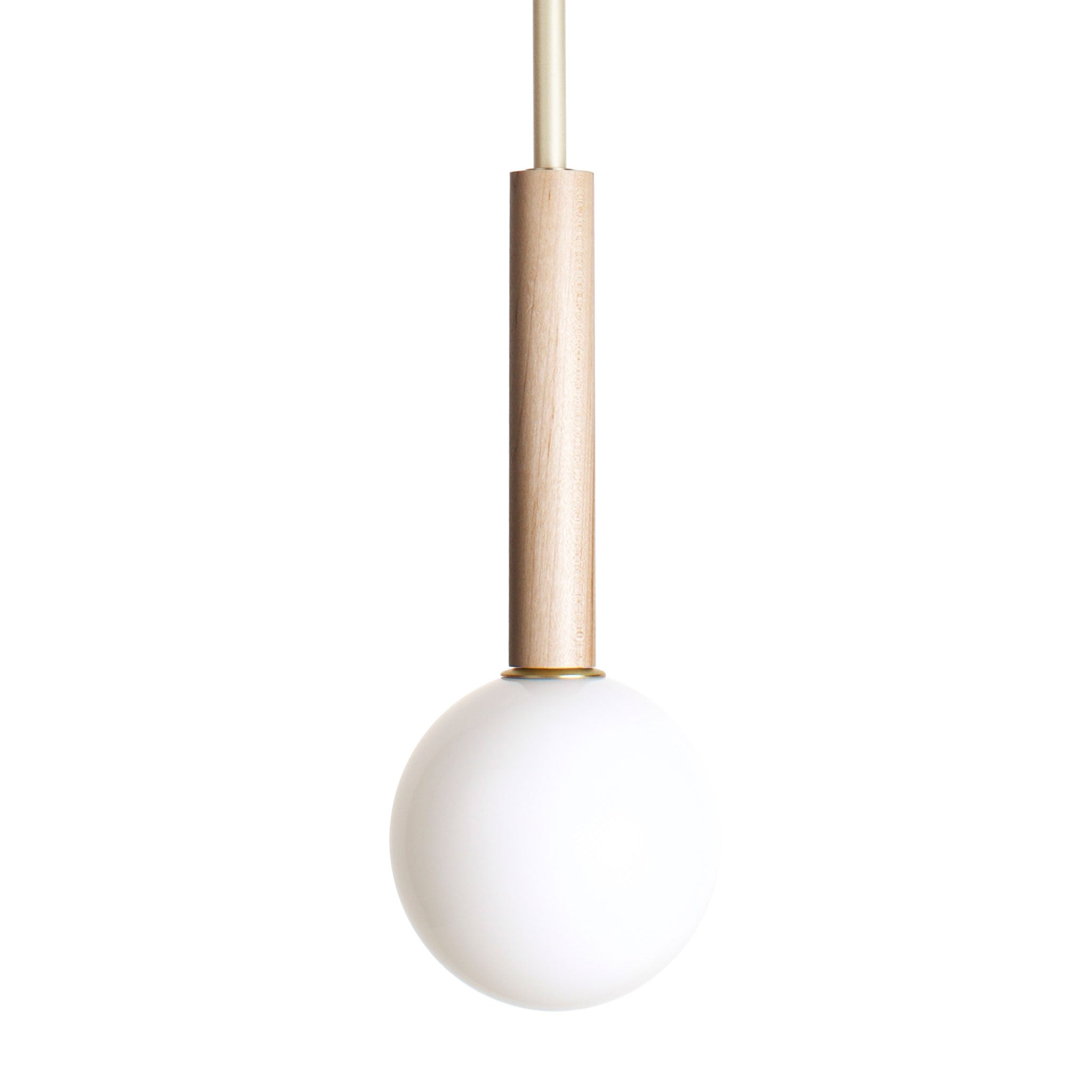Parker Pendant for Vaulted Ceiling shown in Maple with Brass