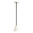 Petra Ceramic Pendant shown in Matte Black with a Bone Ceramic canopy