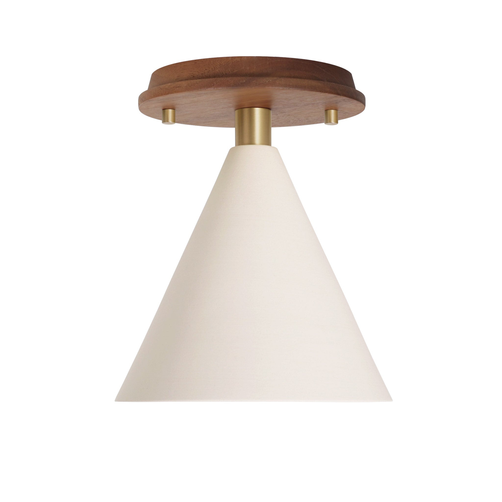 Petra Ceramic Surface shown in Brass with a Walnut Wood canopy