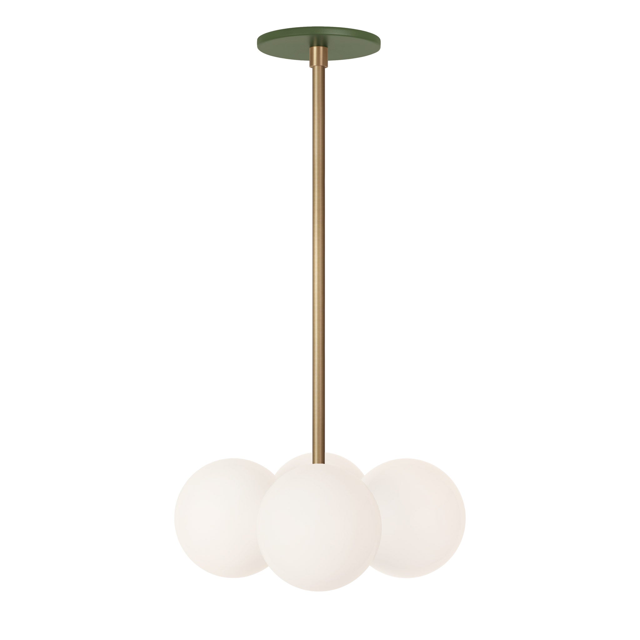 Selene Compass shown in Heirloom Brass with a Secret Garden Green Canopy