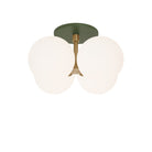 Selene Compass Surface shown in Heirloom Brass with a Secret Garden Green Canopy