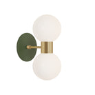 Selene Double shown in Brass with a Secret Garden Green Canopy