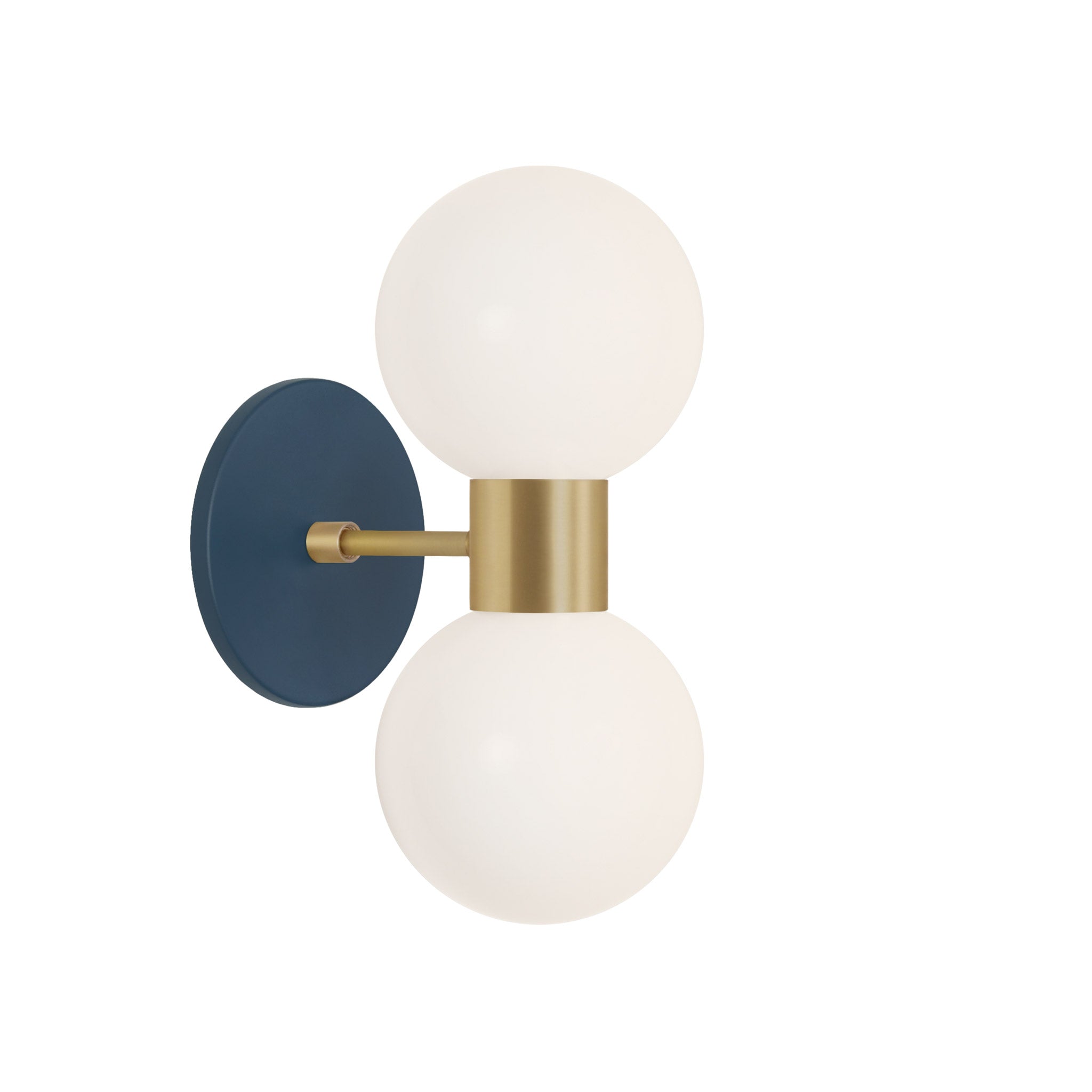 Selene Double shown in Brass with an Ocean Blue Canopy