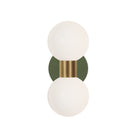 Selene Double shown in Heirloom Brass with a Secret Garden Green Canopy