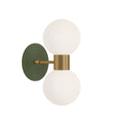 Selene Double shown in Heirloom Brass with a Secret Garden Green Canopy