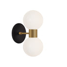 Selene Double shown in Heirloom Brass with a Matte Black Canopy