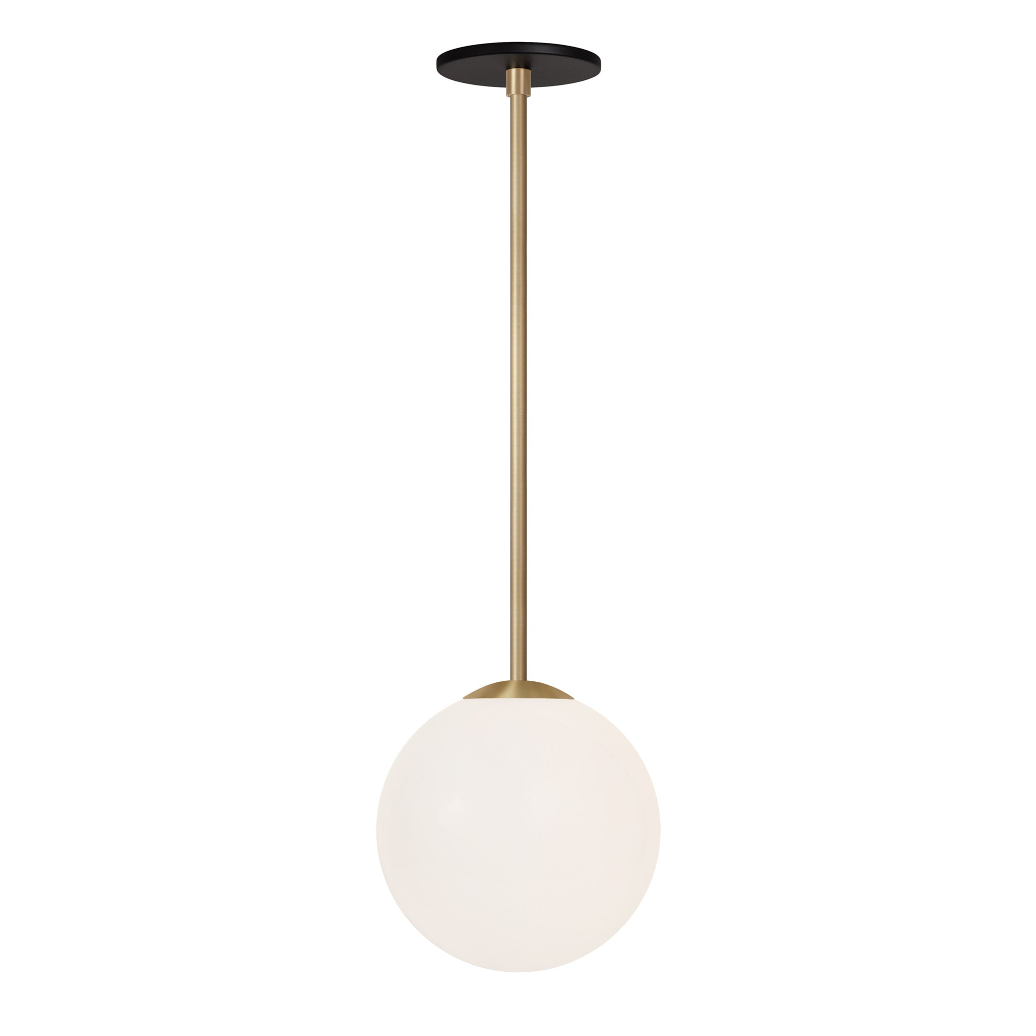 Selene 8" Pendant shown in Brass with a Matte Black Canopy