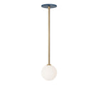 Selene Pendant shown in Brass with an Ocean Blue Canopy