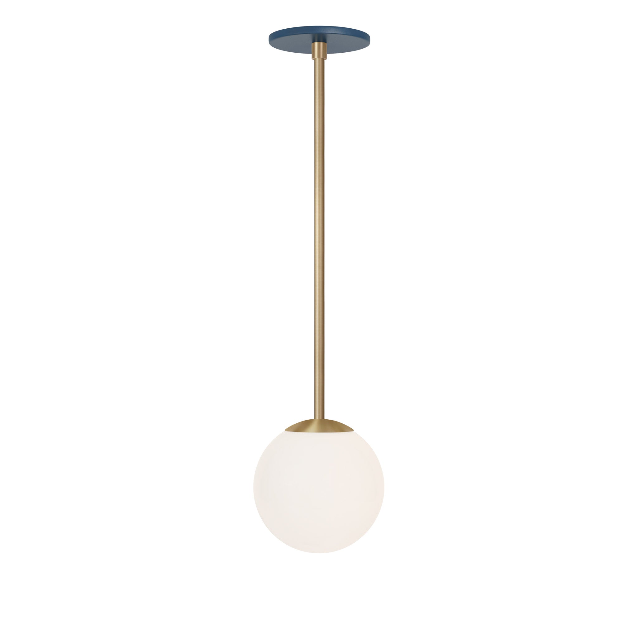 Selene 6" Pendant shown in Brass with an Ocean Blue Canopy
