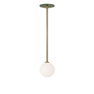 Selene Pendant shown in Heirloom Brass with a Secret Garden Green Canopy