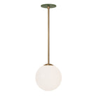 Selene 8" Pendant shown in Heirloom Brass with a Garden Green Canopy