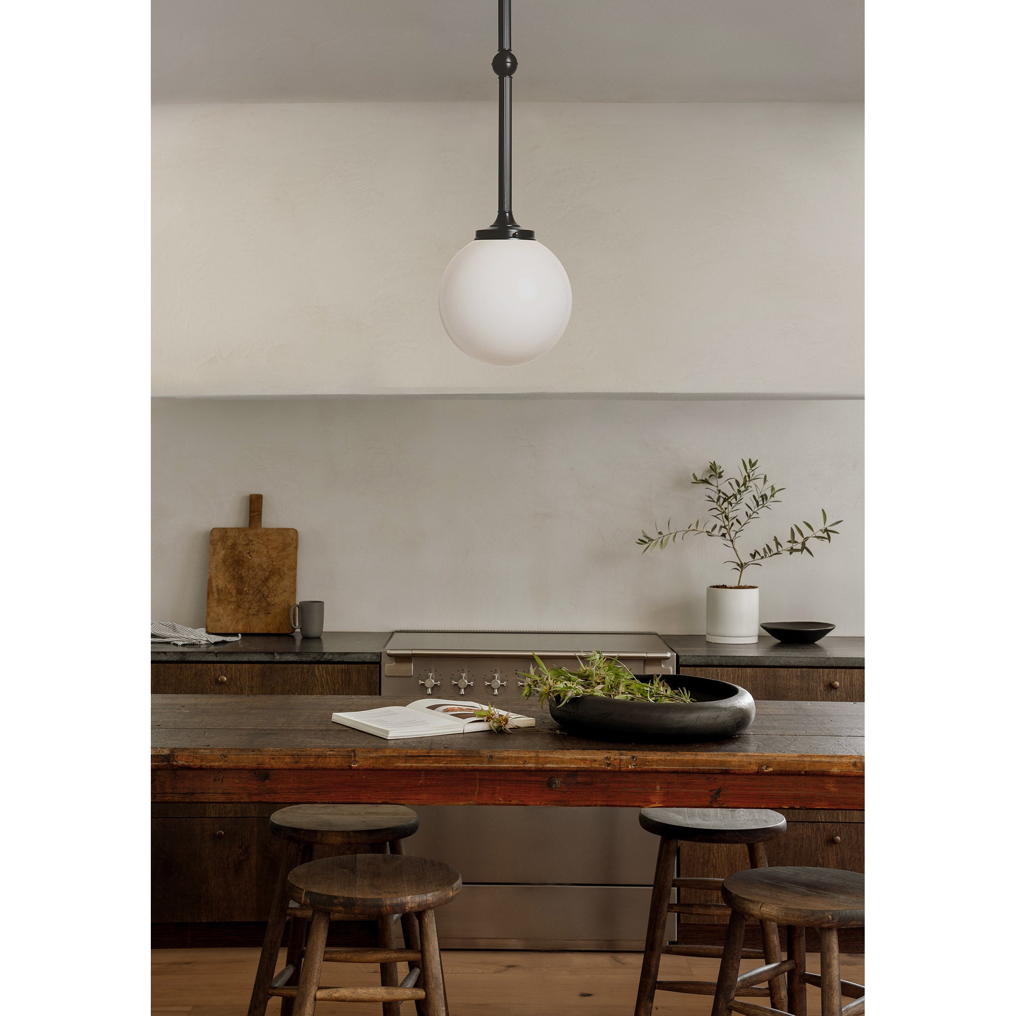 Sorbonne Pendant 10" Globe shown in Graphite Patina