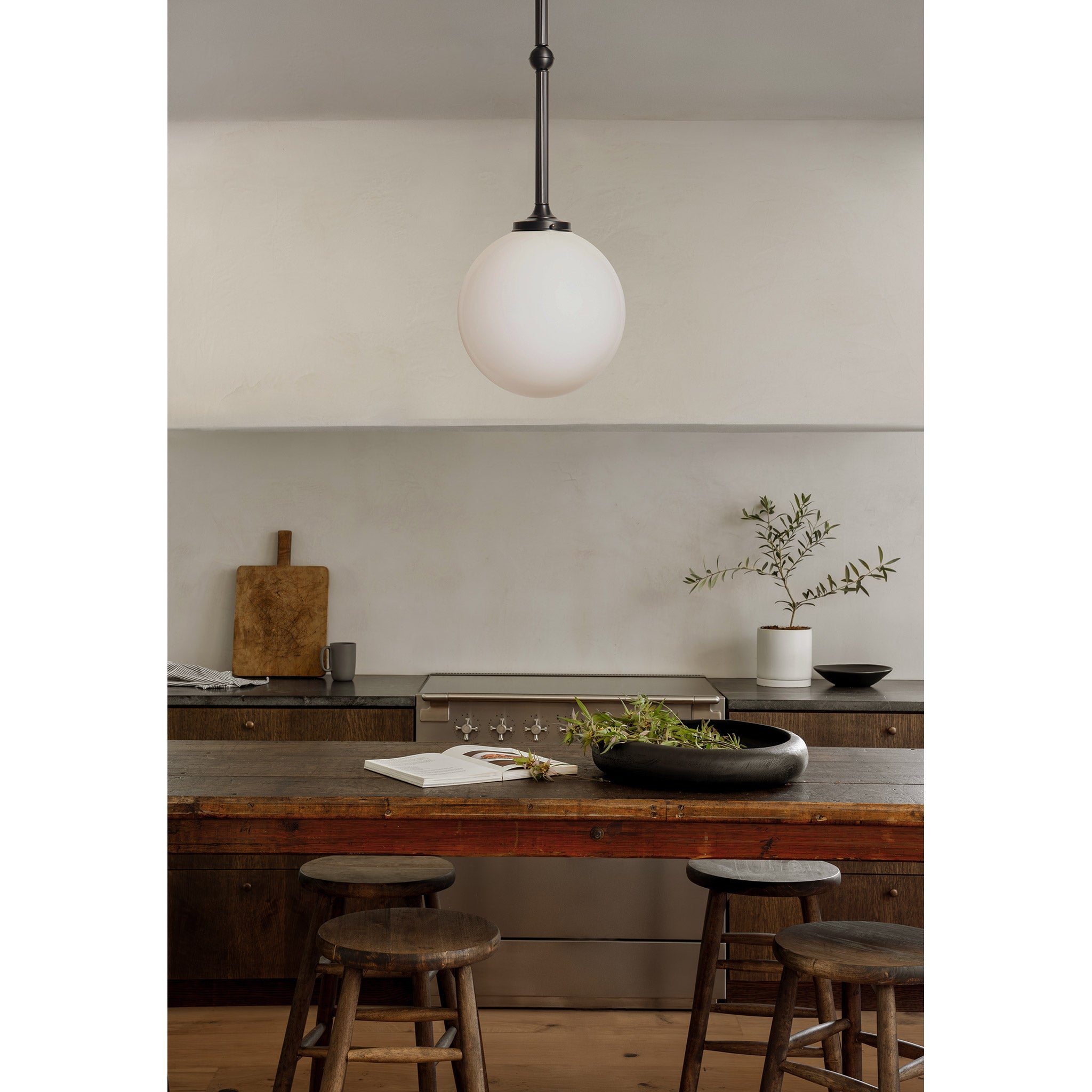 Sorbonne Pendant 12" Globe shown in Graphite Patina