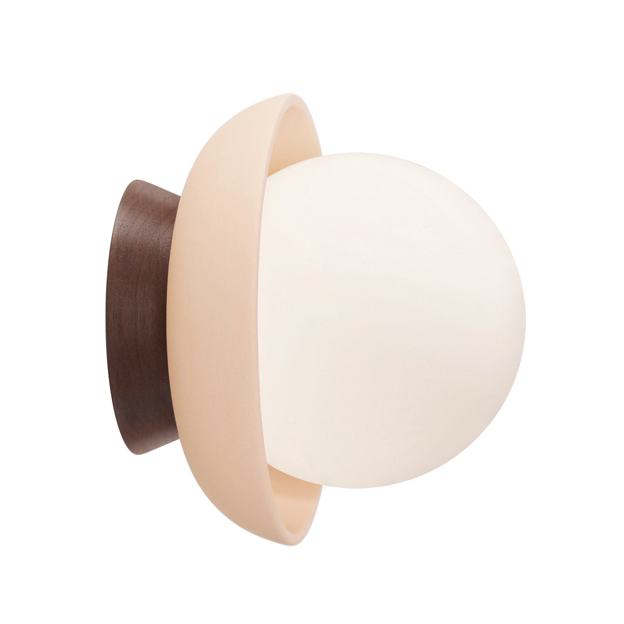 Terra Lexi shown in Shell ceramic and Walnut Wood canopy