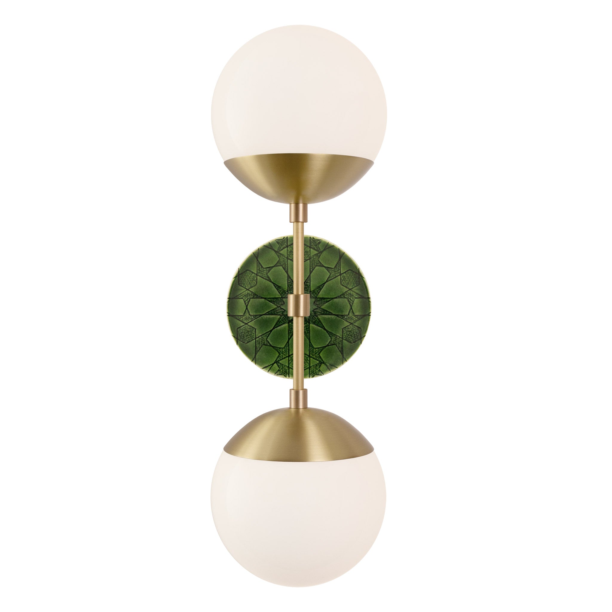 Theo shown in Brass with a Forest Green Star Ceramic Canopy