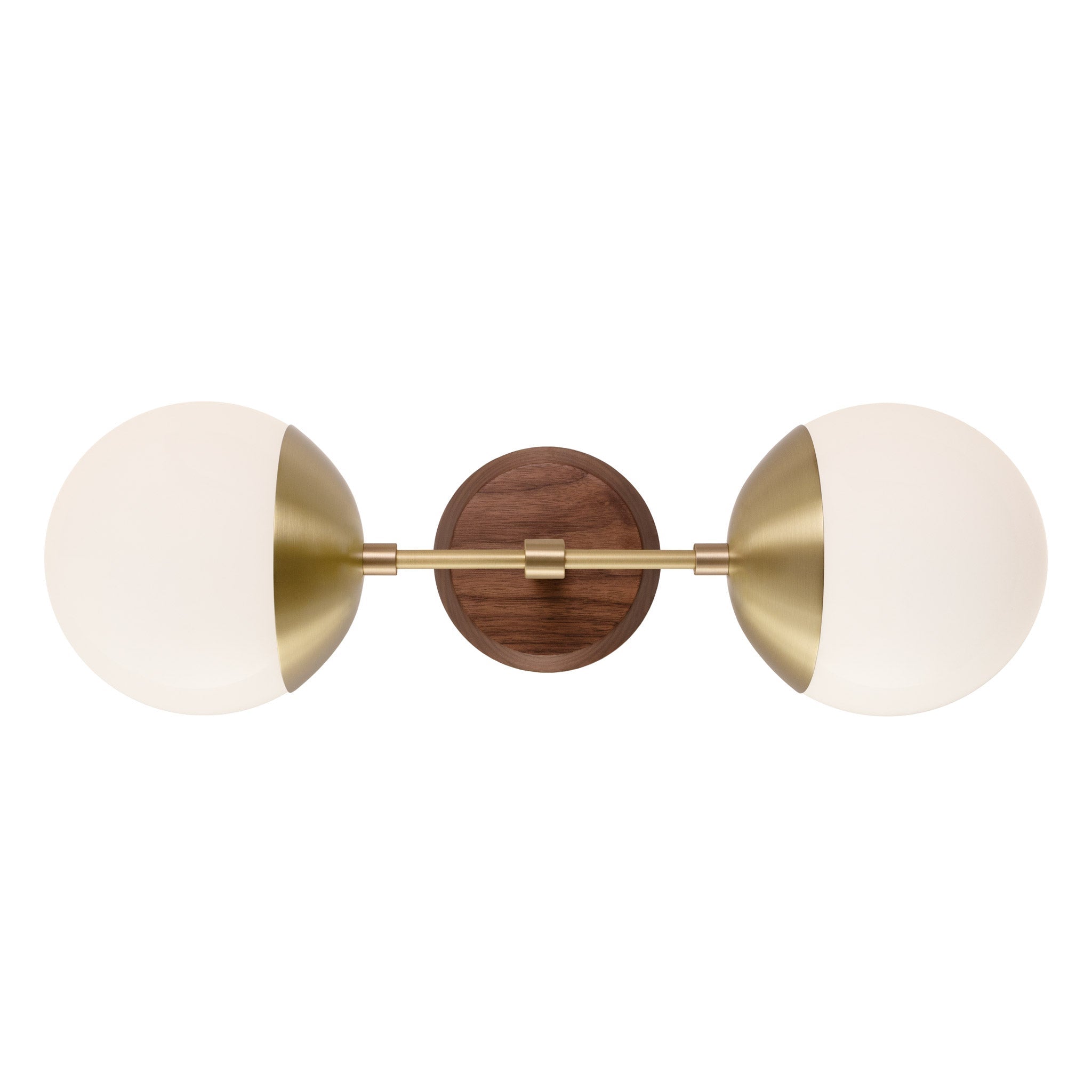 Theo shown in Brass and a Walnut Wood Canopy
