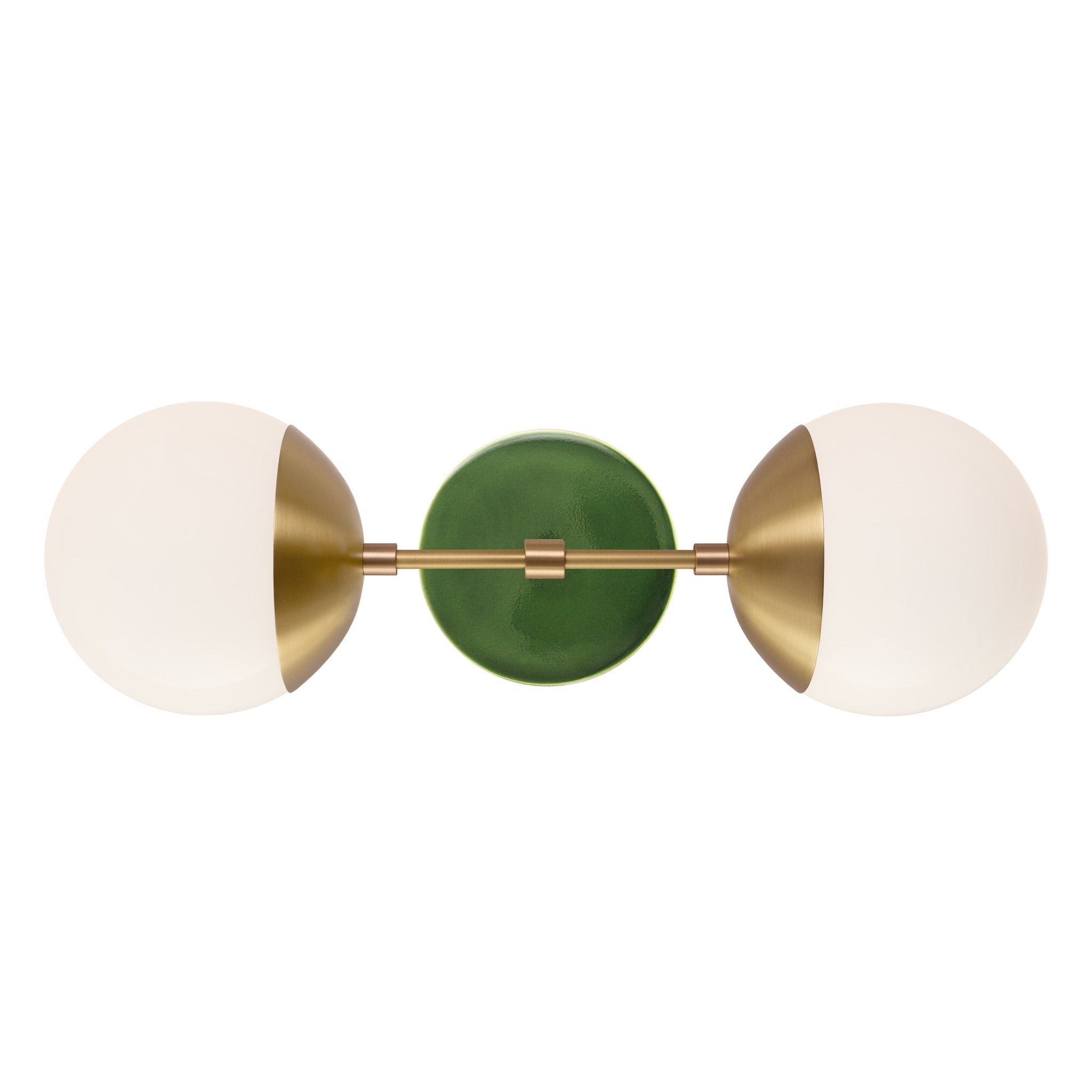 Theo shown in Heirloom Brass with a Forest Green Swift Ceramic Canopy