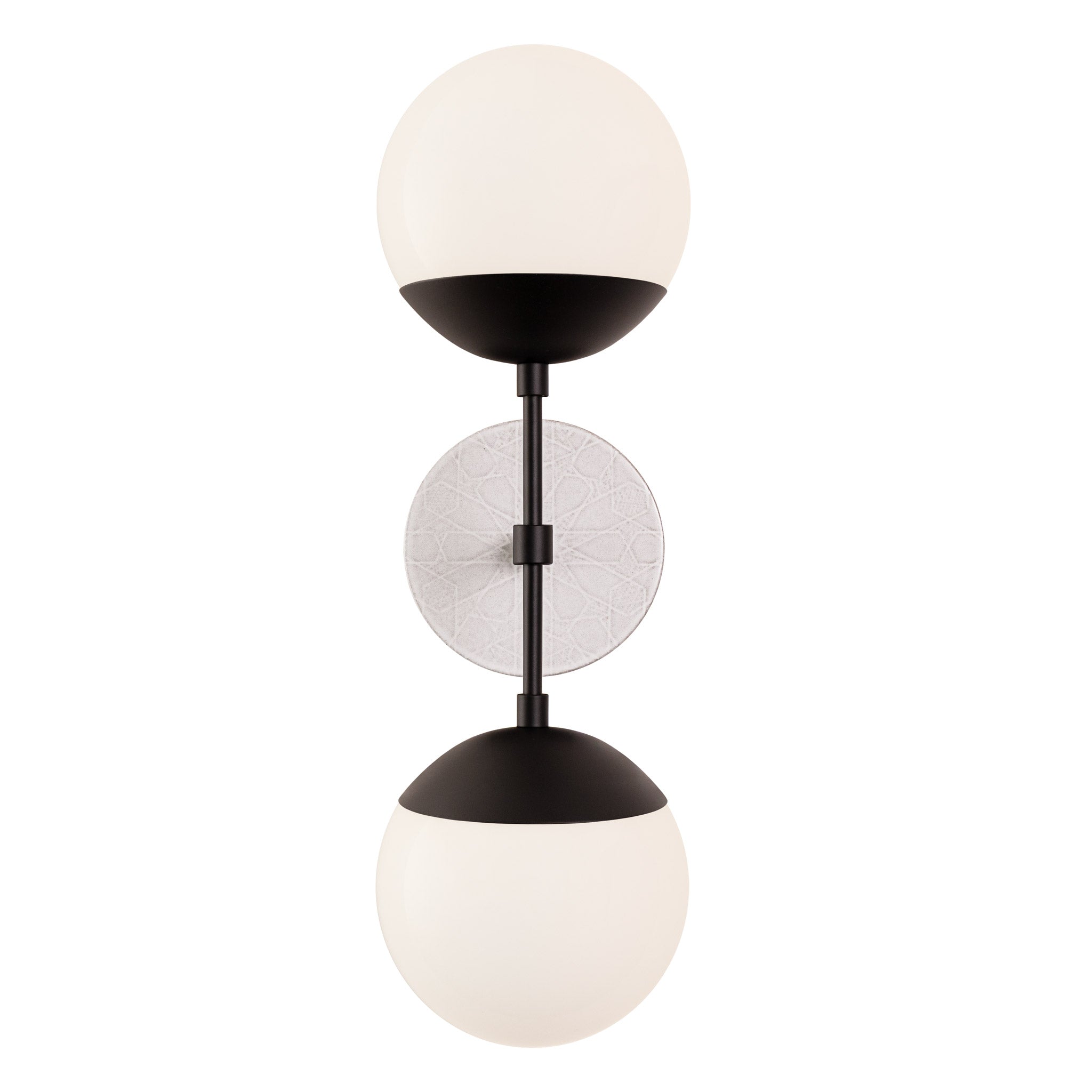 Theo shown in Matte Black with a Brownstone White Star Ceramic Canopy