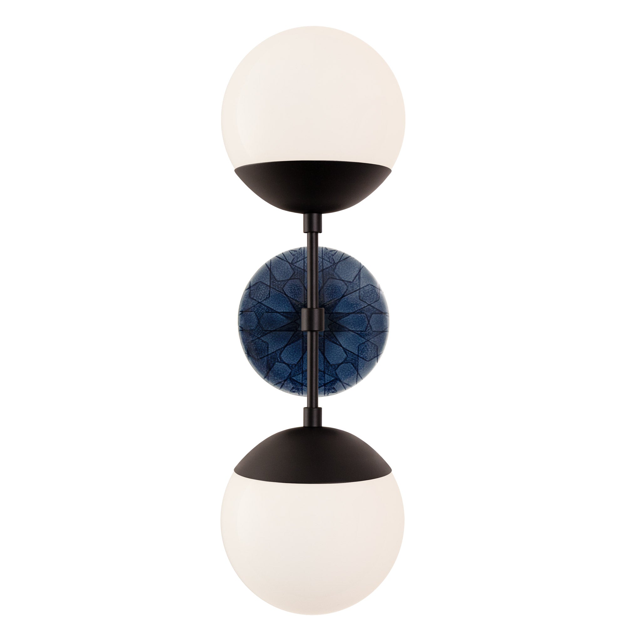 Theo shown in Matte Black with an Indigo Blue Star Ceramic Canopy
