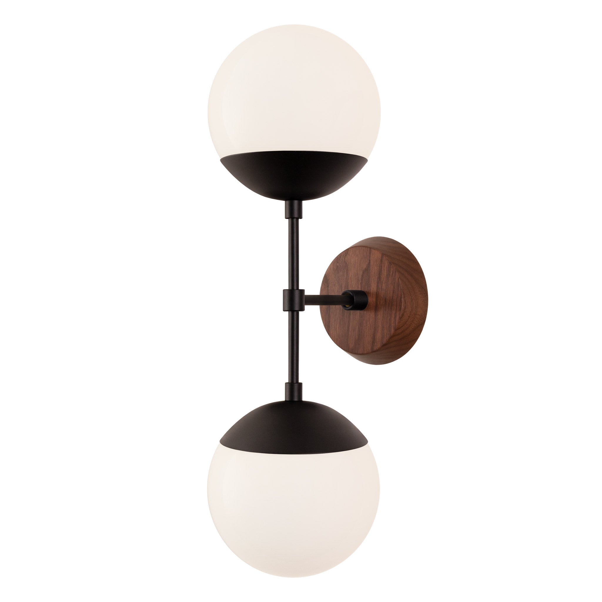 Theo shown in Matte Black and a Walnut Wood Canopy