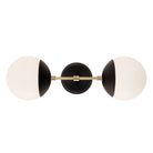 Theo shown in Matte Black with Brass and a Black Stained Wood Canopy