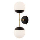 Theo shown in Matte Black with Brass and a Black Stained Wood Canopy