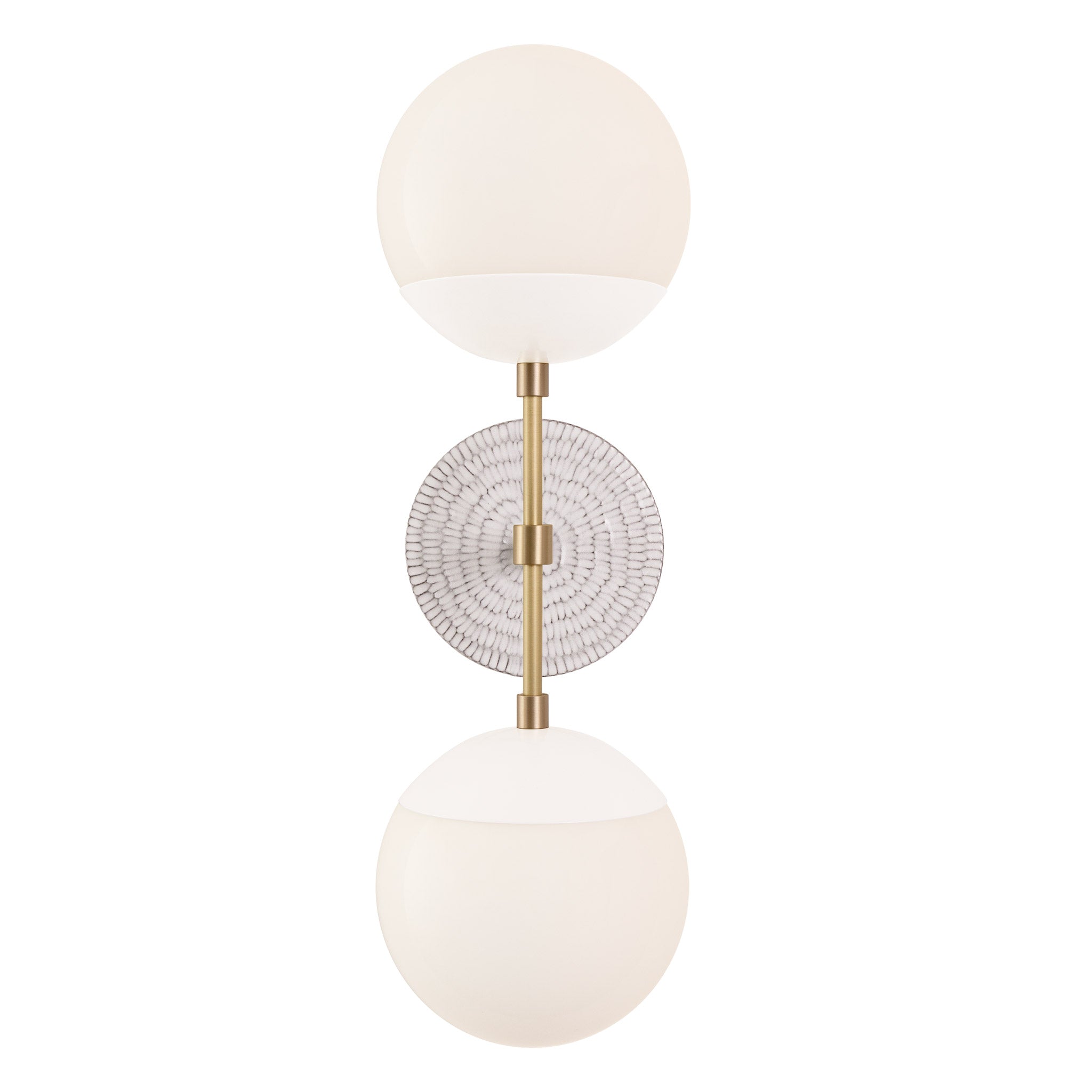 Theo shown in White with Brass and a Brownstone White Sunflower Ceramic Canopy