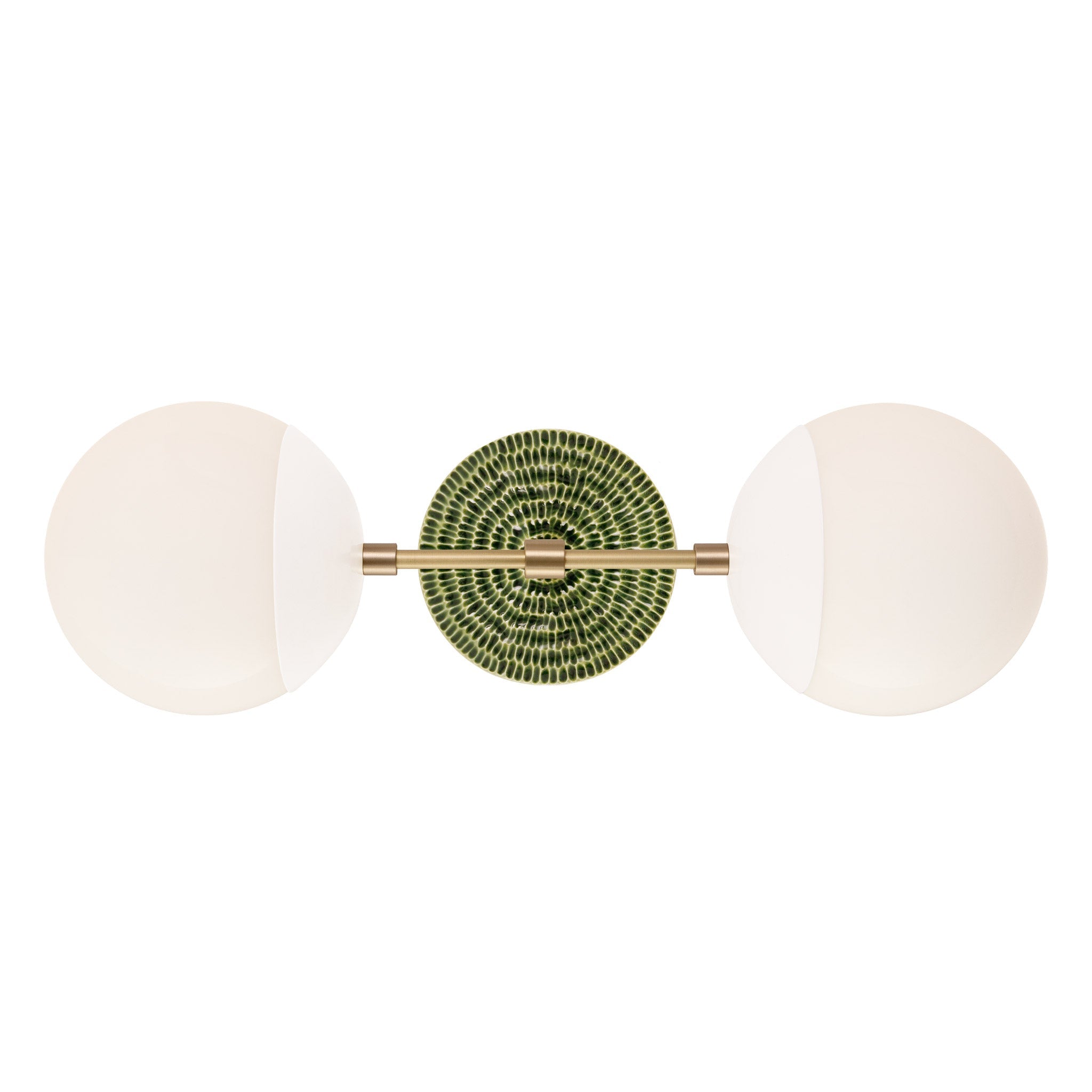 Theo shown in White with Brass and a Forest Green Sunflower Ceramic Canopy