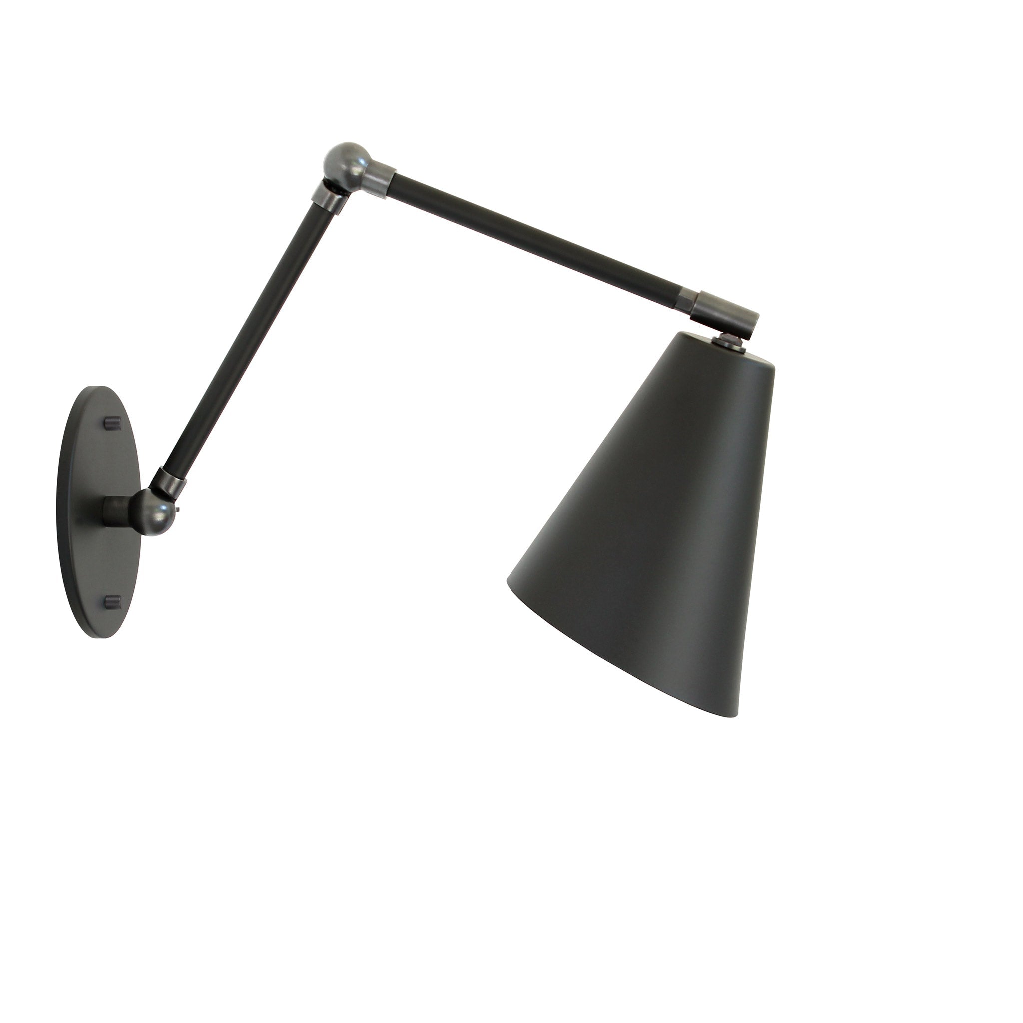 Tilt Cone Double Articulated shown in Matte Black with Graphite Patina Accents