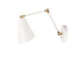 Tilt Cone Double Articulated shown in White and Brass with a Backplate Dimmer Switch
