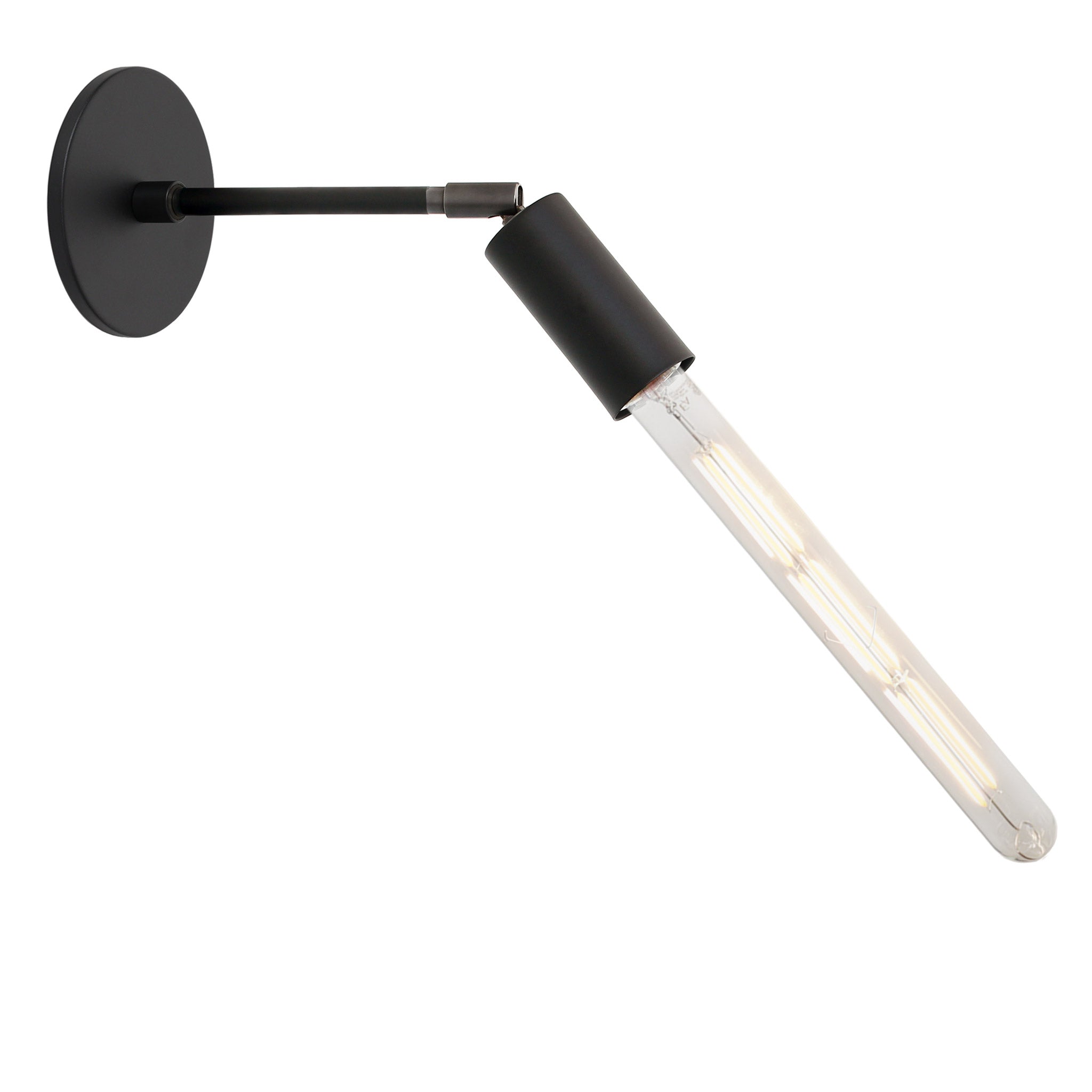 Tilt Sconce with a 6" arm shown in Matte Black with a T10 Filament Bulb