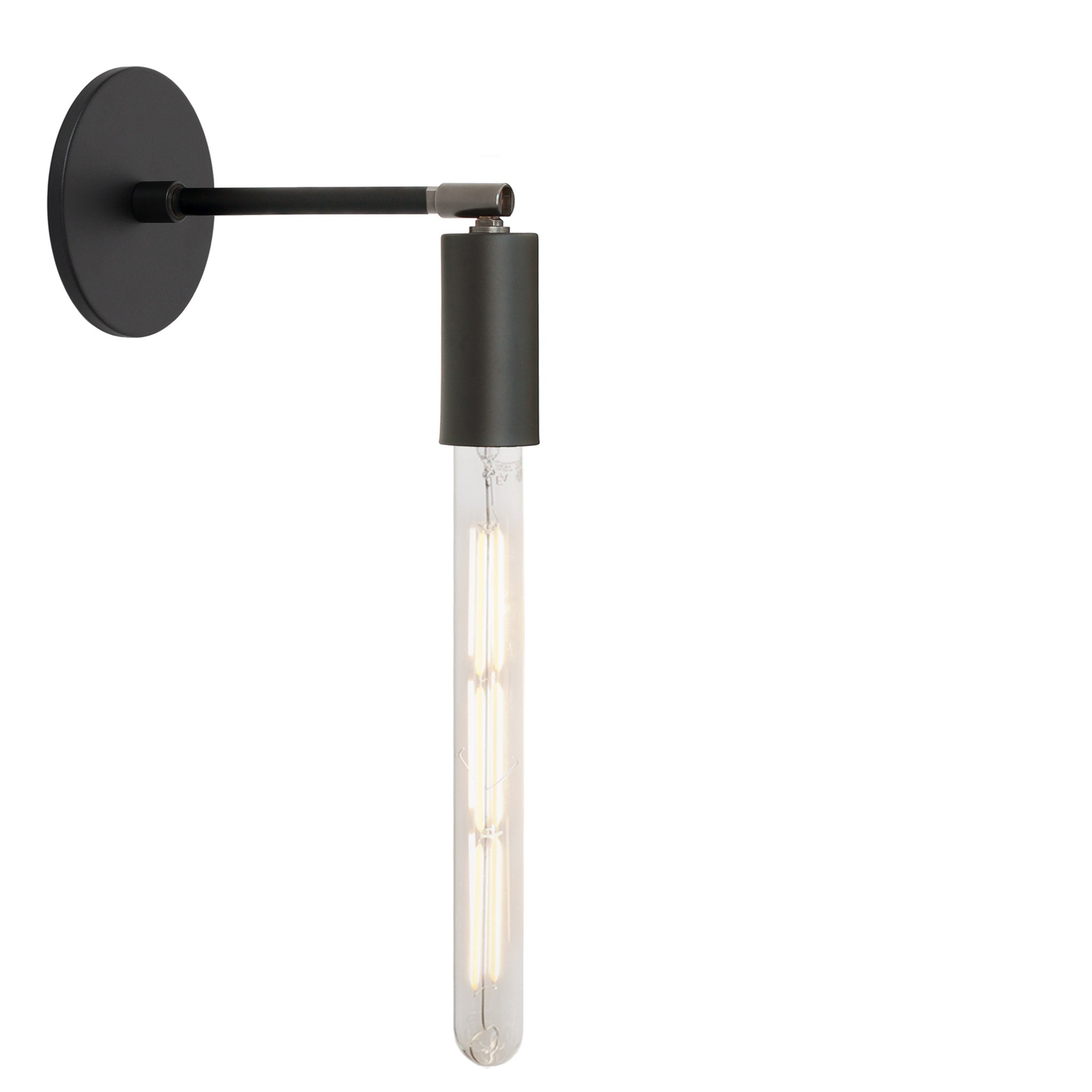 Tilt Sconce with a 6" arm shown in Matte Black with a T10 Filament Bulb