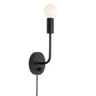 Timberline Sconce shown in Matte Black with a Backplate Dimmer Switch and Black Cord