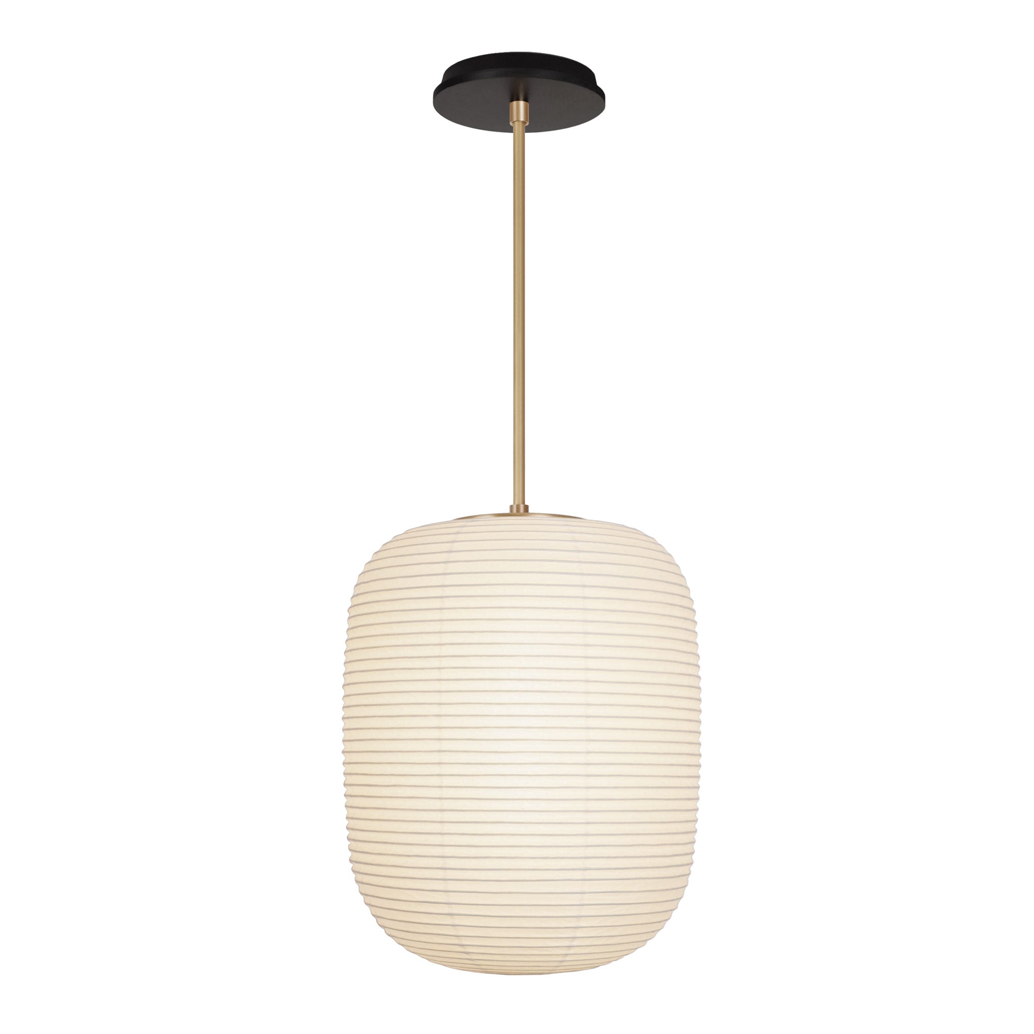 Umi Pendant shown in Brass with a Black Stained Wood Canopy