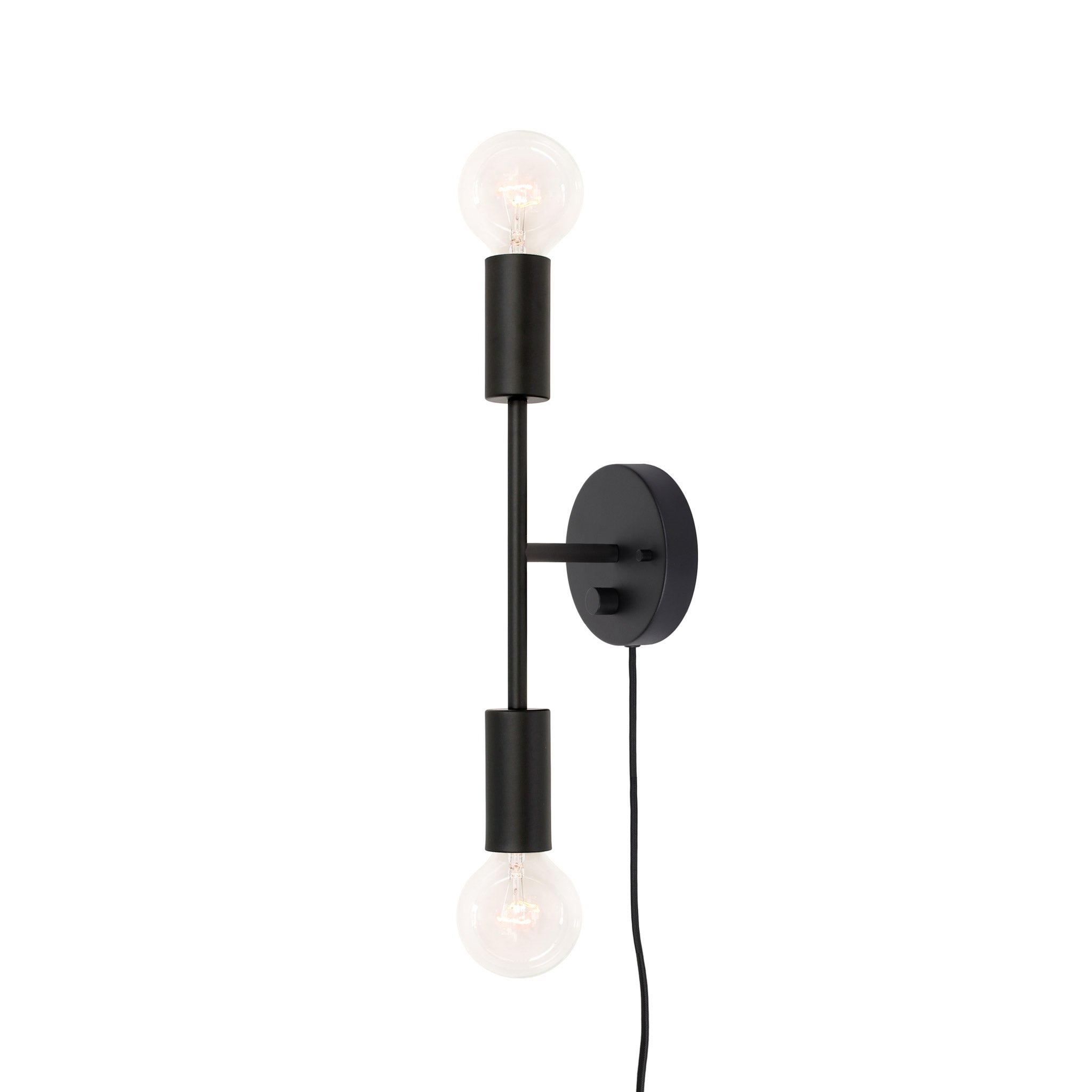 Venus shown in Matte Black with a Backplate Dimmer Switch and Black Cord