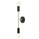 Venus Long shown in Matte Black and Brass with a Backplate Dimmer Switch and White Cord