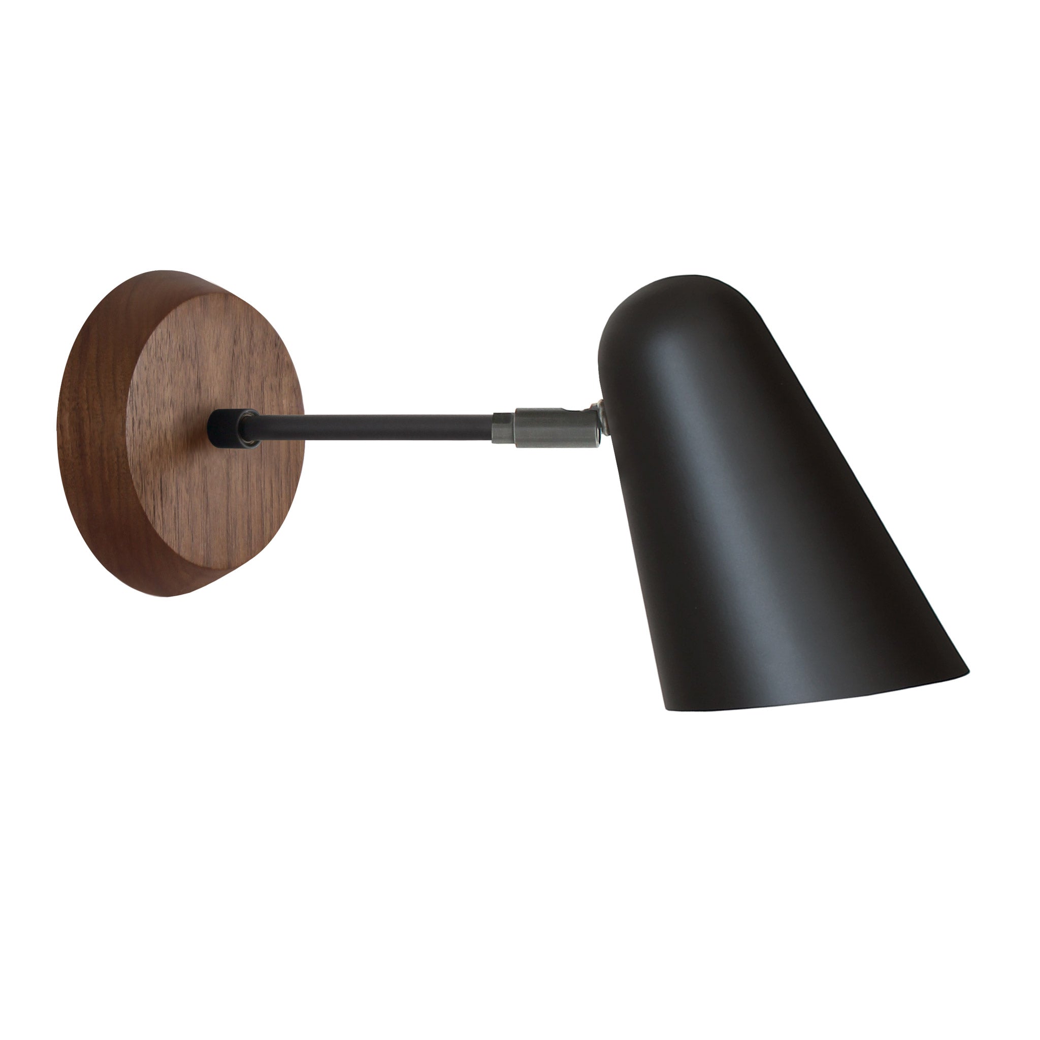 Wildwood shown in Matte Black with Graphite Patina Accents and a Walnut Wood Canopy