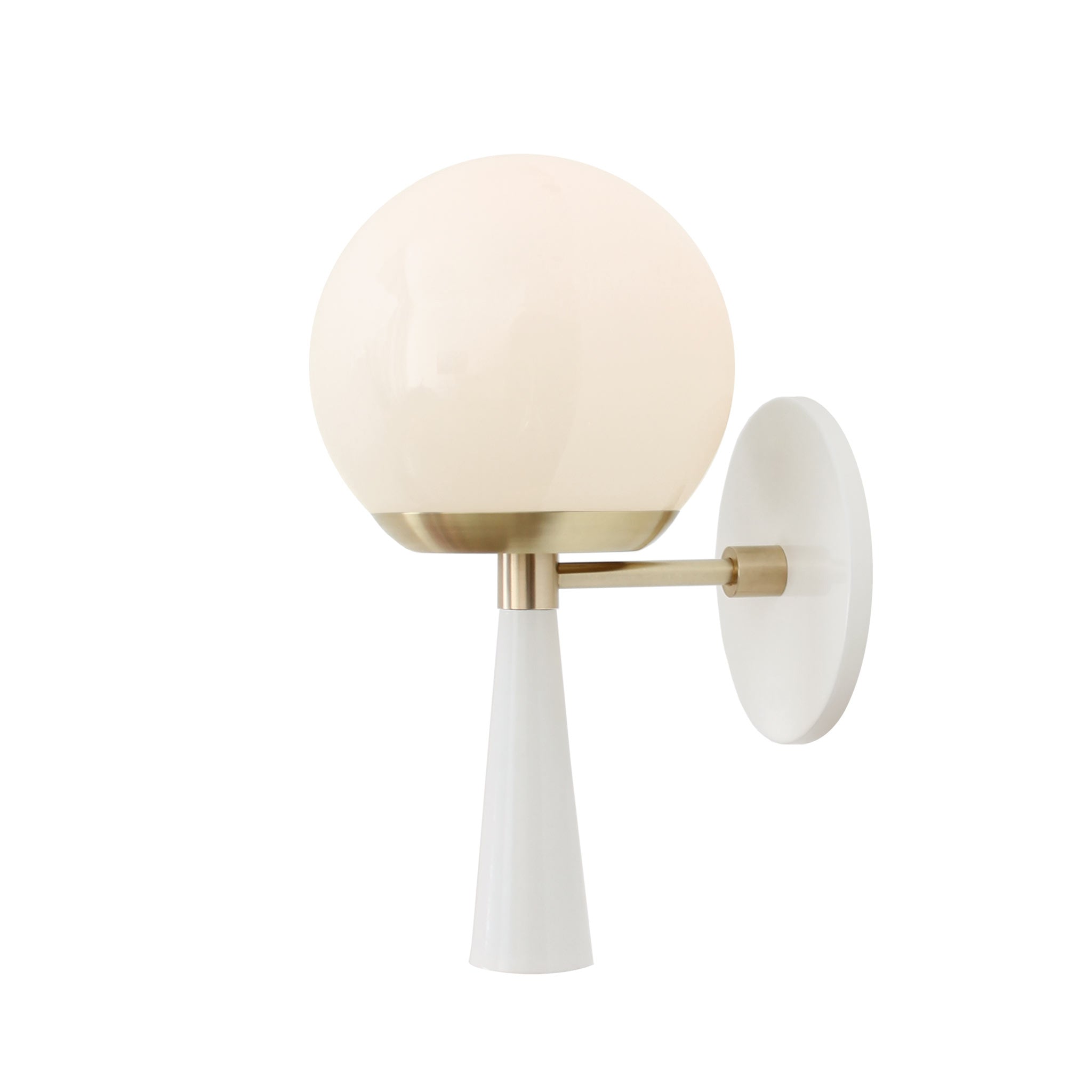 Audrey 6" shown in White with Brass with an Opal 6" globe