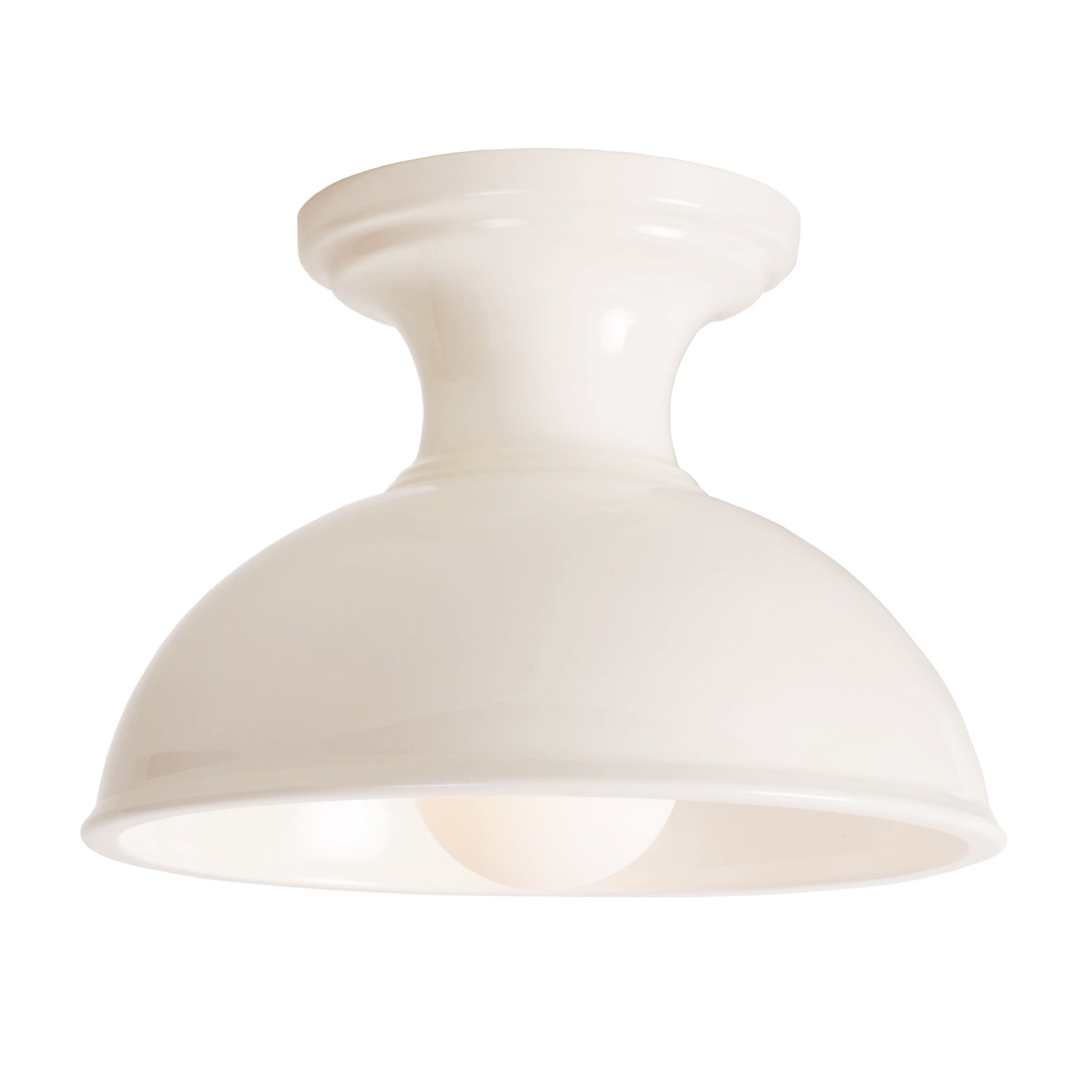 Emma shown in Gloss White Glaze with a Tala Sphere II Light Bulb