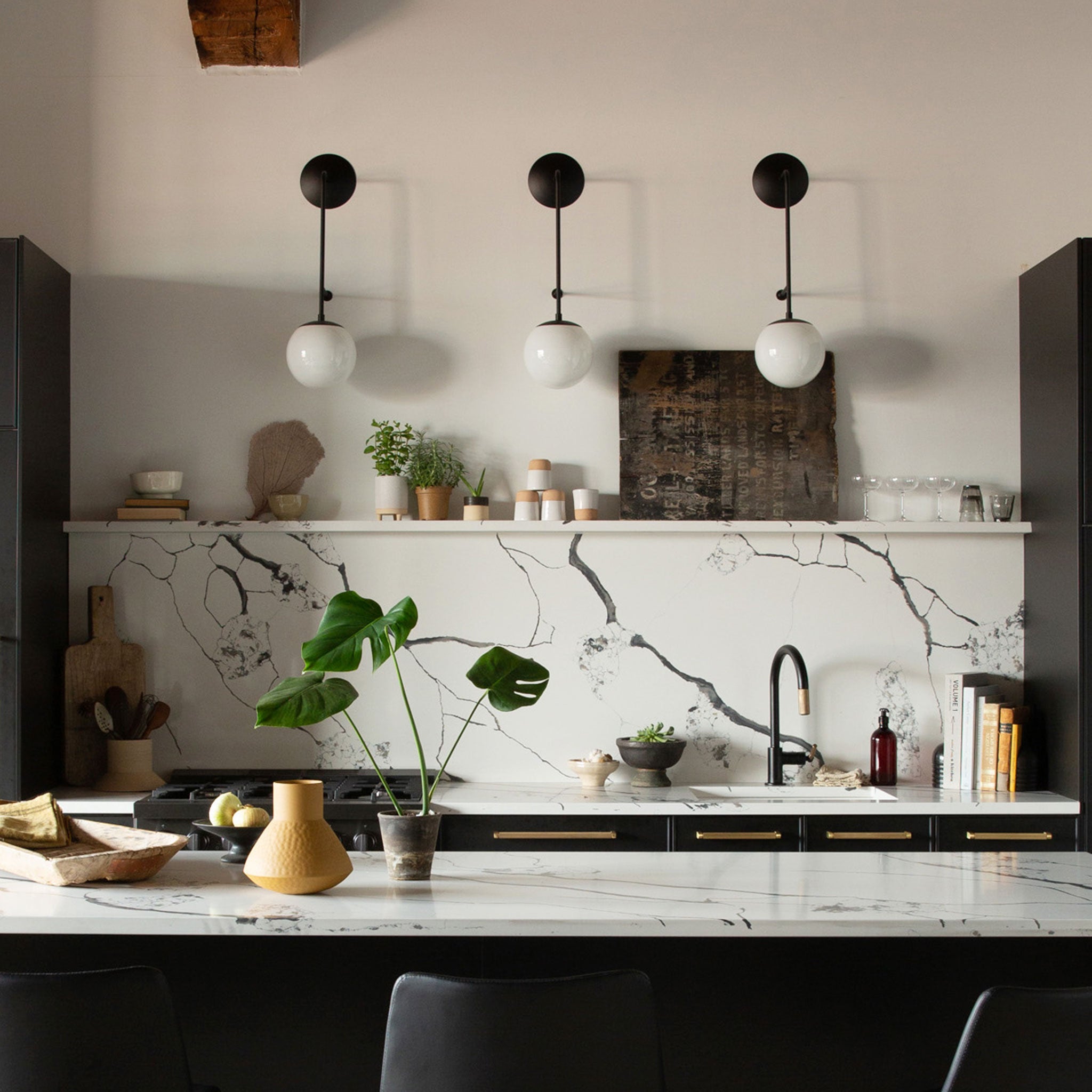 Ramona 8" Sconces in Matte Black. Interior Design by Bespoke ReDesign and Chi Townhouse, Photography by Anjali Pinto