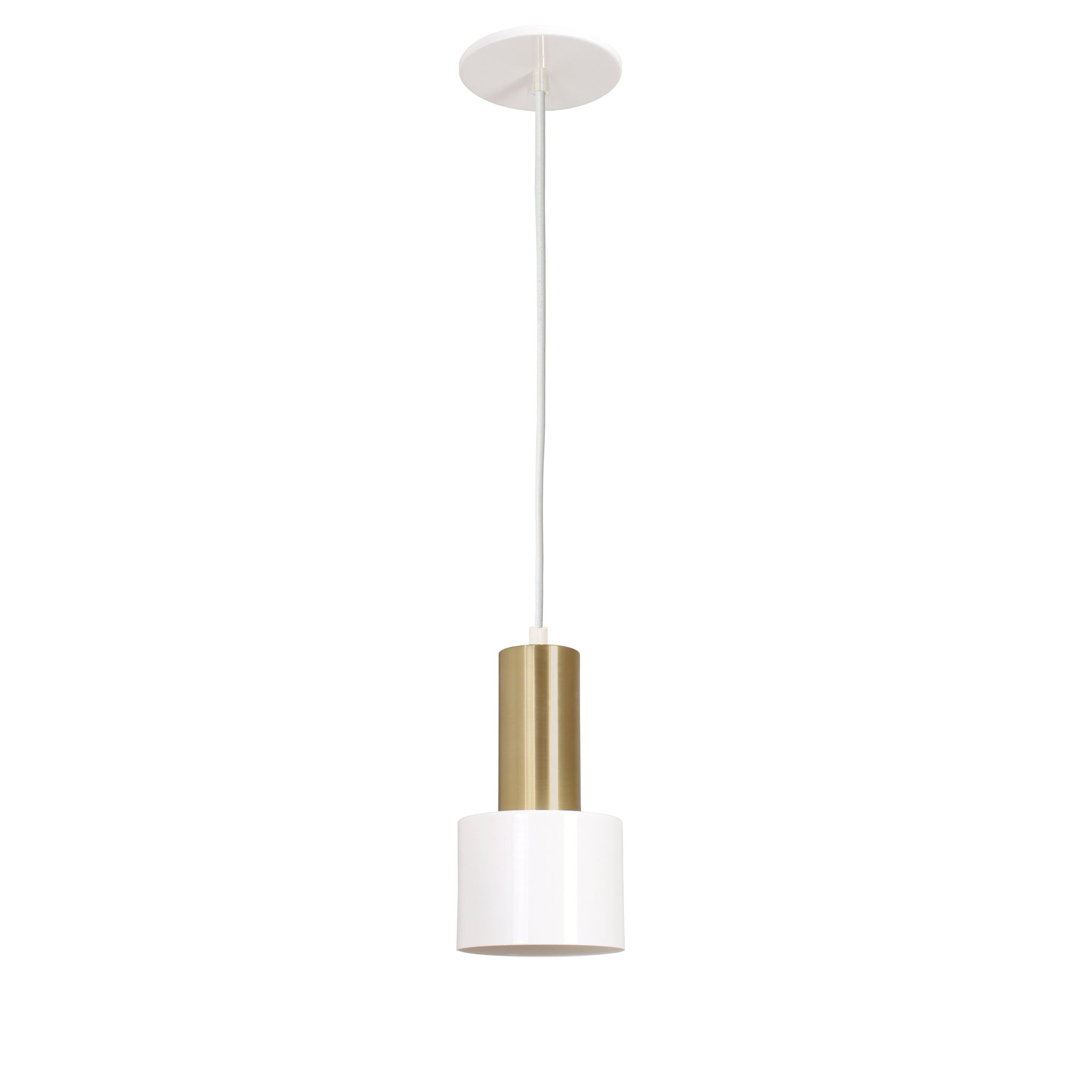 Ridge Cord Pendant shown in White and Brass with White Cloth cord