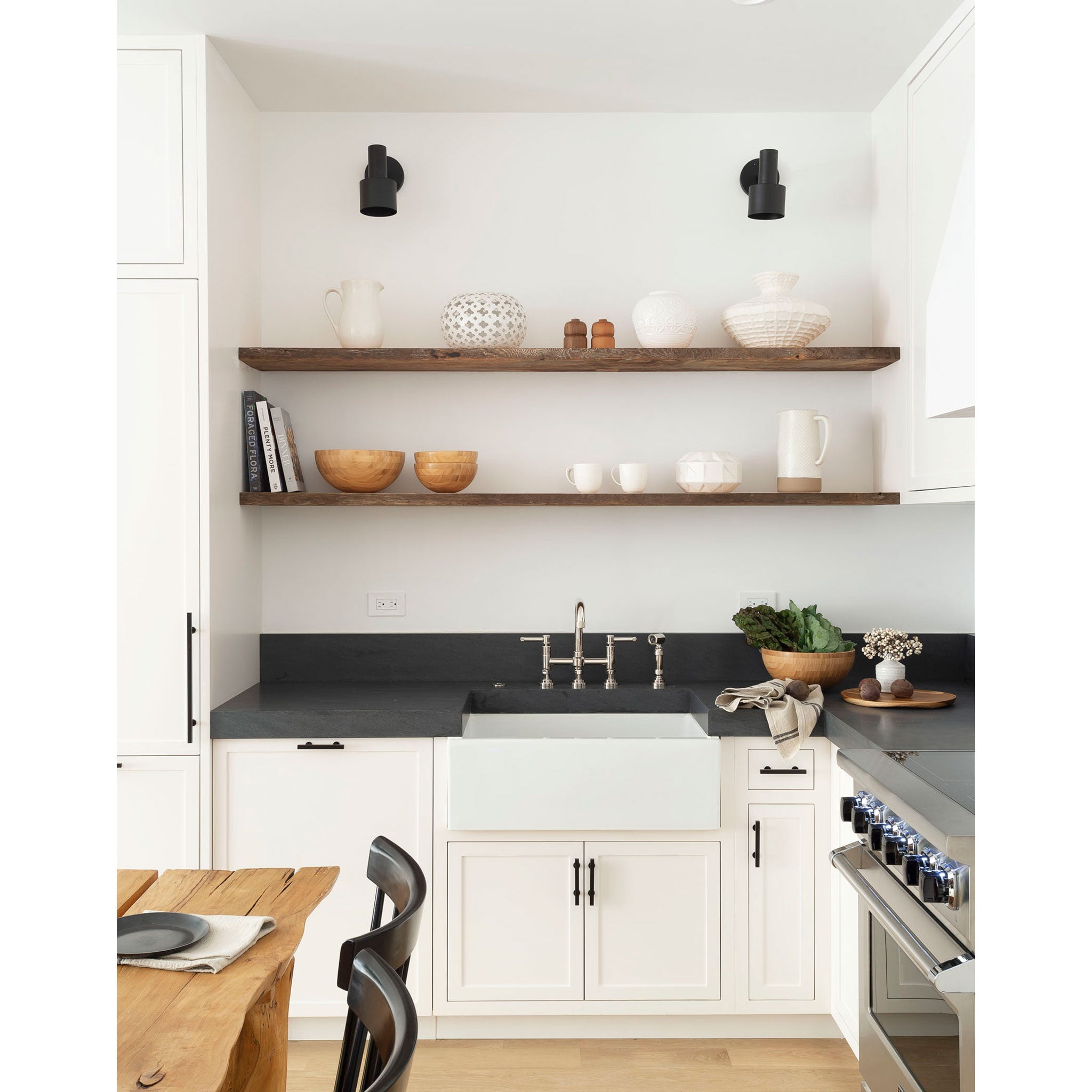 Ridge Sconces shown in Matte Black with 3" arms. Interior Design by The Brooklyn Home Company. Photo by Matthew Williams