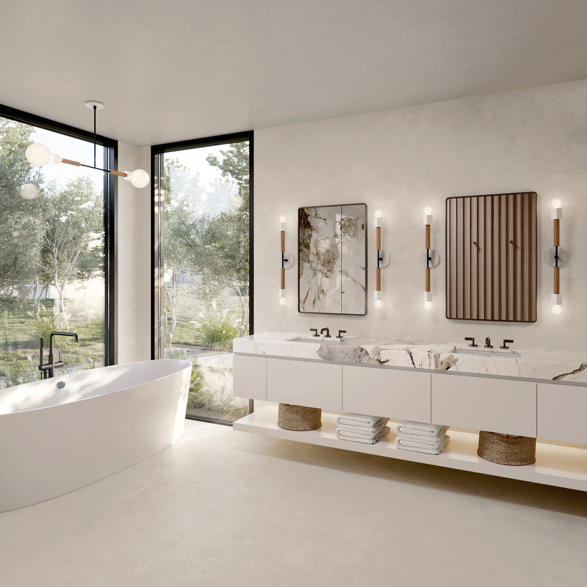 A Stanton Long Light Fixtures Installed In The Bathroom
