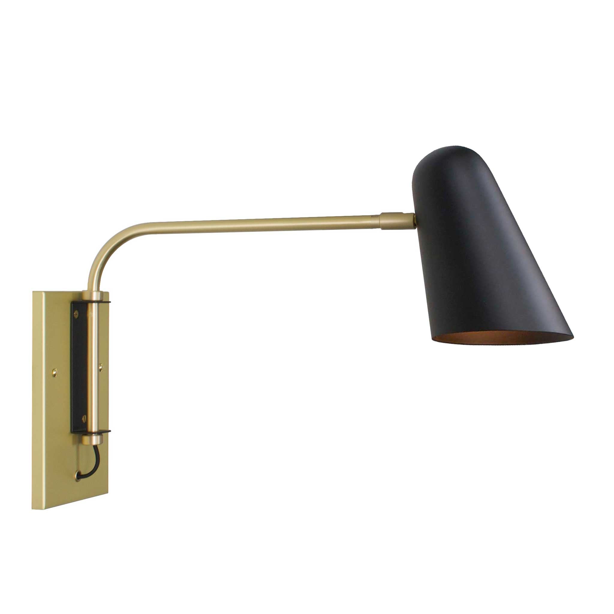 Cedar and Moss Wildwood Swing shown in Matte Black with Brass, hardwired option