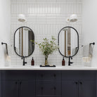 Amélie Single Articulated 8" in shown in White with Brass Accents. Interior Design by Alykhan Velji Designs