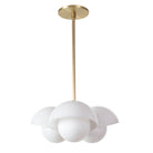 Noor 3 Pendant shown in Brass with White Opal Acrylic